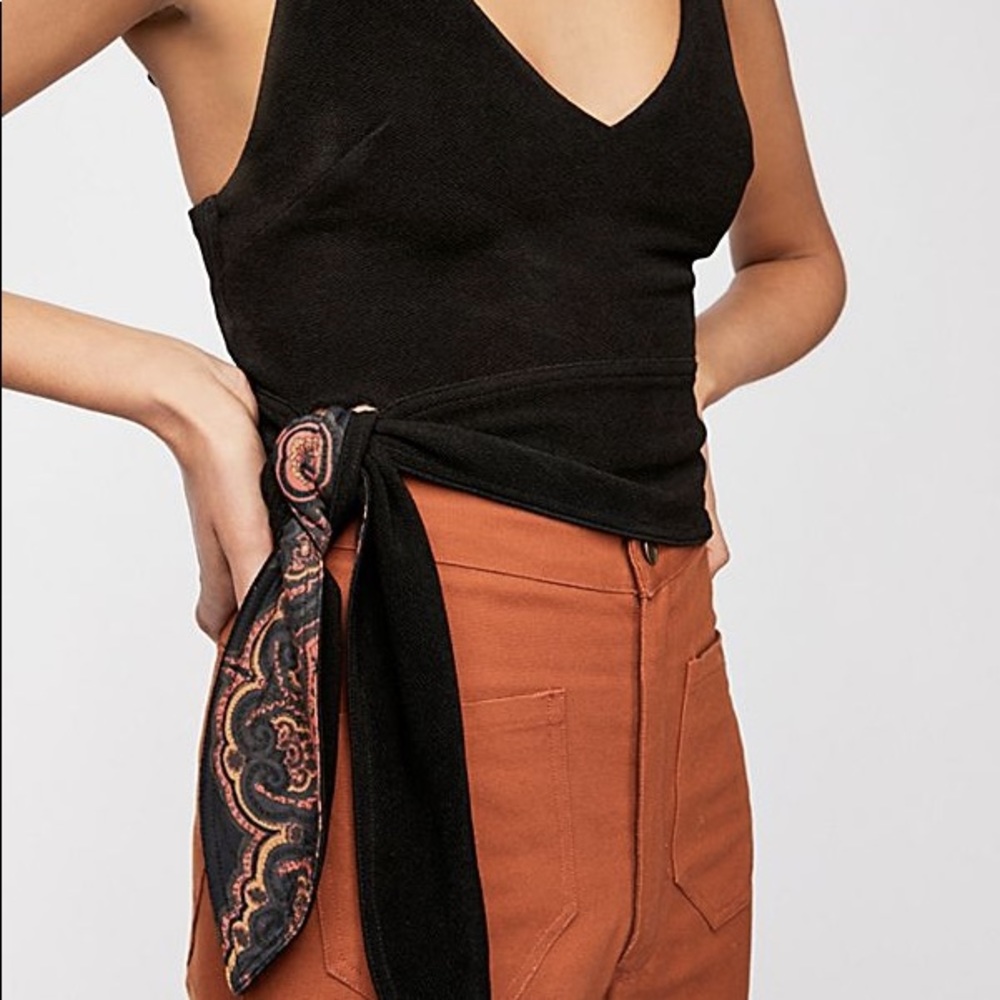 NWOT Free people black w/ design crop top